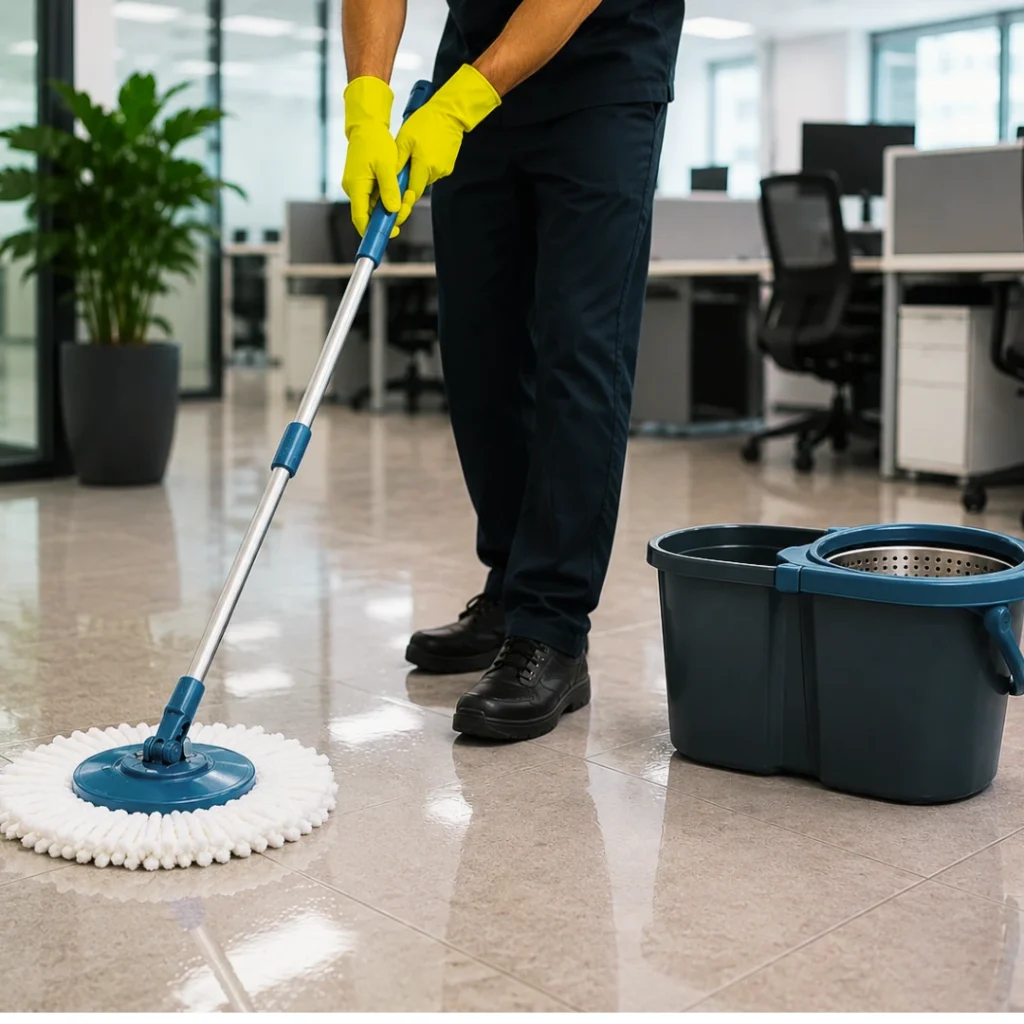 spin mop used in commercial cleaning services