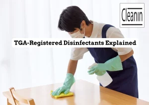 cleanin staff using disinfectant on commercial office space